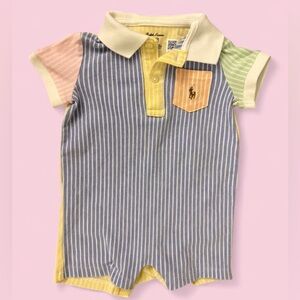 Ralph Lauren Baby Polo Romper Striped Multicolor Size 3M